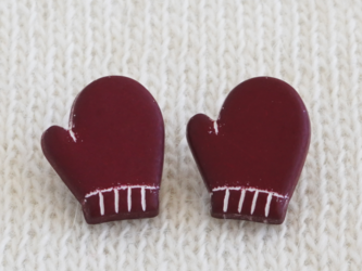 (3個) 15mm 手袋のボタン　フランス製　ボルドー　＊　子ども服　ミトン　冬の画像