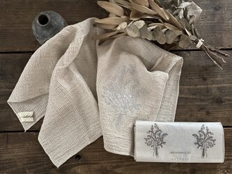 [ 新作 ] やわらかリネンワッフルのキッチンクロス -ecru × silvergray-の画像