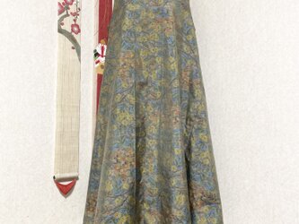 大島紬のロールカラーAラインワンピース　初夜明　着物リメイクの画像