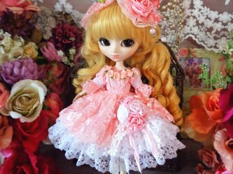 K様ご予約品 ロリータロマンス ローズピンクのシンフォニー 優美なロマンティックフリルドールドレスの画像
