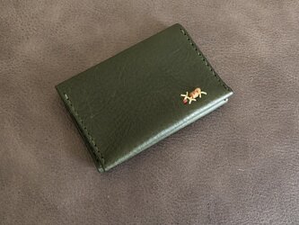 栃木レザー　手縫いのカードケース　（緑）の画像