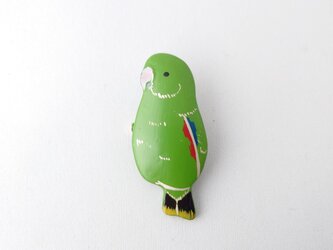 オオハナインコ(男子)漆ブローチの画像