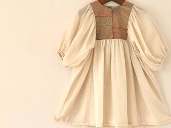 antique one piece ダブルガーゼきなり × kimonoジャガードピンク [90-100cm]の画像