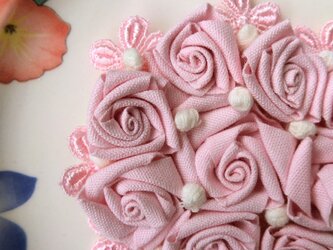 桜色♪ペールピンク　ローズブーケ　ブローチの画像