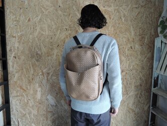 【ORZO】≪オリジナルカラー≫イントレチャート型押しレザーバッグ リュック グレーxブラック OR-3001の画像