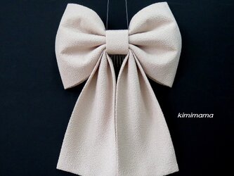 髪飾り 縮緬大リボンはいからさん(ベージュ)袴・着物・成人式・卒業式・七五三・和装小物の画像
