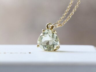 14Kgf 宝石質レモンクォーツ 枠留め 天然石 ネックレス--Lemon jewelry--の画像
