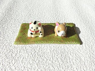 お人形置物用敷物 西陣織金襴さやがた　若草色　横幅12.5cmの画像