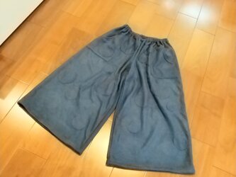 wintersale！ふわふわウール立体ドットのガウチョ(ブルー)の画像