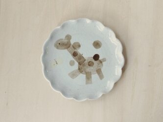 和紙染め輪花小皿（きりん）の画像