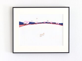 原画「春の公園」水彩イラスト ※額縁入りの画像