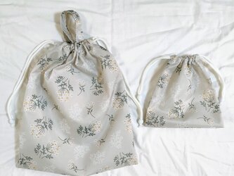 ★巾着セット　お着替え袋&給食袋　7114★　入園入学　体操服袋　コップ袋　大人　幼稚園　小学校　中学校の画像