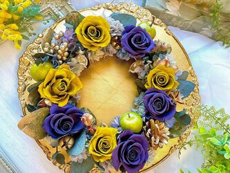 プリザーブドフラワーのリース～シトロンイエロー　/誕生日/新築祝い/結婚祝い/出産祝い/結婚記念日/インテリア/の画像