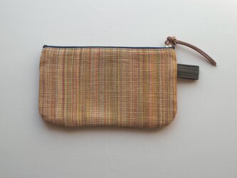 ポーチ L / ヴィンテージ　帯　マルチストライプの画像