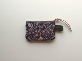 ポーチ S / ヴィンテージ　帯　紺　花の画像