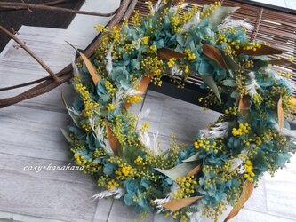 【母の日2023】グレビレアとミモザのwreathの画像