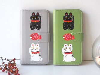 ＜iPhone対応＞和モダン椿の手帳型スマホケースの画像