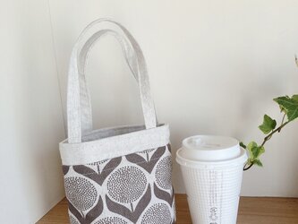 超便利☆コンビニコーヒー収納ミニトートバッグ（大）*北欧調花ブラウンの画像