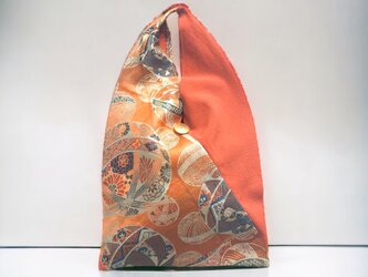 あずま袋【送料無料】帯リメイク　オレンジ　まりの画像