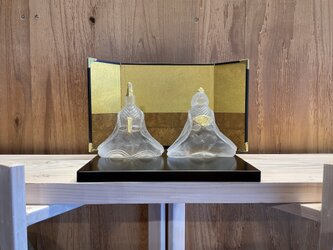 ガラスのお雛様セット　透明　シンプルの画像