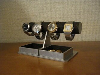 時計スタンド　ウオッチスタンド　ブラックダブルでかいトレイ腕時計スタンド　の画像