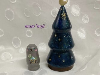 うさぎのマトリョーシカ　お月見うさぎと三日月のツリーマト　2人組の画像