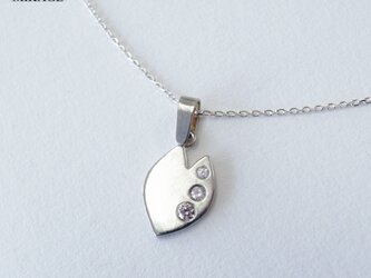 【瓣 ①】Simply Sakura Petal Pendant with Pink CZ（SML）：桜の花びらペンダントの画像