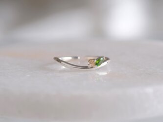 Vindur ring　天然石クロムトルマリン×イエロージルコン　シルバーウェーブリング　silver925の画像