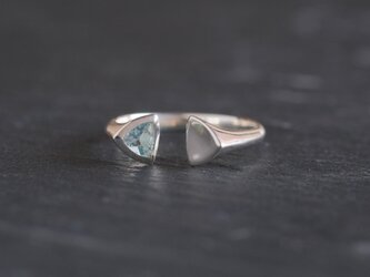 aquamarine triangle ring 　天然石アクアマリン　シルバーリング　三角　ブルー　水色　silver925