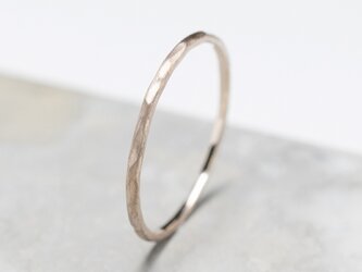 つや消し槌目 K18PGピンクゴールドプレーンリング 1.2mm幅 マットハンマー｜K18PG RING｜933の画像