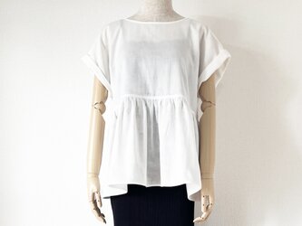 ダブルガーゼorganic綿100%前後着用可能2WAYドルマン半袖ぺプラムプルオーバー_White［09］nicoの画像