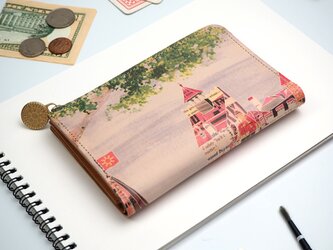 Ｌ字ファスナー ミドル財布（ファニー キャッスル）牛革 レディース メンズの画像