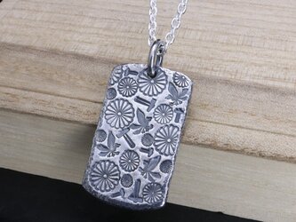 ペンダント ネックレス メンズ シルバー : 和mixture インゴット ドックタグ 菊紋 八咫烏 金鎚の画像