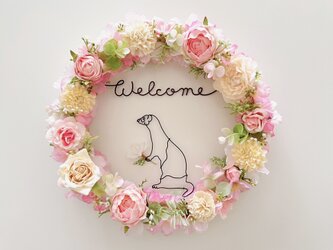 桜が大好きなフェレットのスプリングWelcomeリースの画像