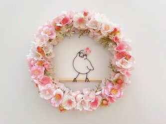 ぷっくり文鳥のお花見リースの画像