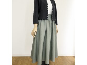 リネン100%ギャザーフレアロングスカート_vintage mintの画像