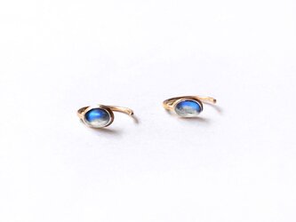 k18 Rainbow Moonstone Sprout ピアス/ 受注制作の画像