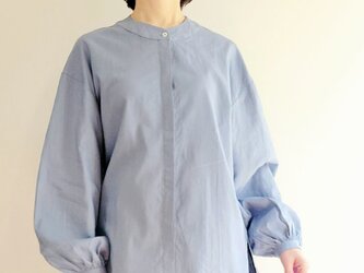 【即納】上品なリネンレーヨンのバルーン袖シャツ シンプルカジュアルオフィスにもの画像