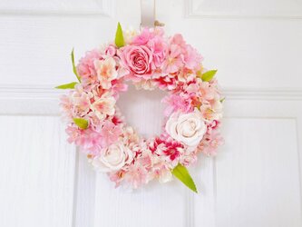 【プリザ・アーティフィシャル】満開の桜のリース　/誕生日/新築祝い/結婚祝い/出産祝い/結婚記念日/インテリア/の画像