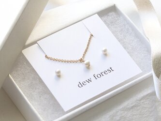 シンプルの極み！極小 真珠のピアス＆ネックレスのセット 14kgf パール --Minimalism--の画像