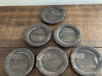 黒釉&黒泥彩　豆皿　or カップ蓋　(round with a edge pattern①)の画像