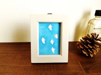 小さな絵　原画「青空」　※木製ミニ額縁入りの画像