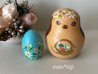 春のマトリョーシカ　イースターエッグ in　ぽってりうさぎマト(マスタード)　２人組の画像