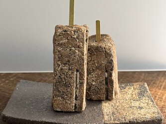 焼締&泥彩　long square mini 陶雛　の画像