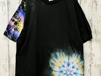 タイダイ染め Tシャツ　XLサイズ　曼荼羅　ベージュ×ブルー　Hippies Dye HD16-98の画像