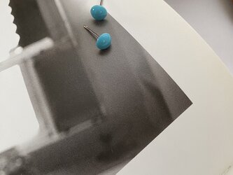 チタンポストVintage Turquoise Pierced ヴィンテージスワロフスキーターコイズ6ｍｍピアスの画像