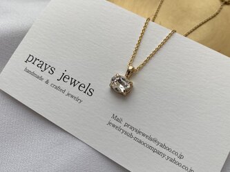 Gold Metal Necklaces サイドオーバルクリアクリスタルネックレス　45ｃｍの画像