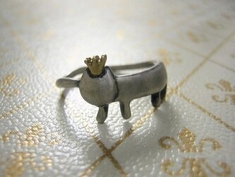 王様になったステネコくん ( 猫 ねこ キャット 王冠 指環 指輪 ゆびわ スターリングシルバー 925 刻印 名入れ )の画像