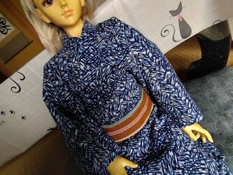 SD13ロング脚タイプ用　男の子の浴衣と作り帯の画像