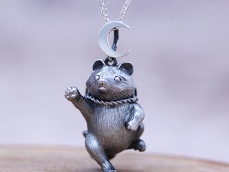狸の腹鼓～月明りの下で～/シルバーペンダント/silver925/45cmAJチェーンの画像